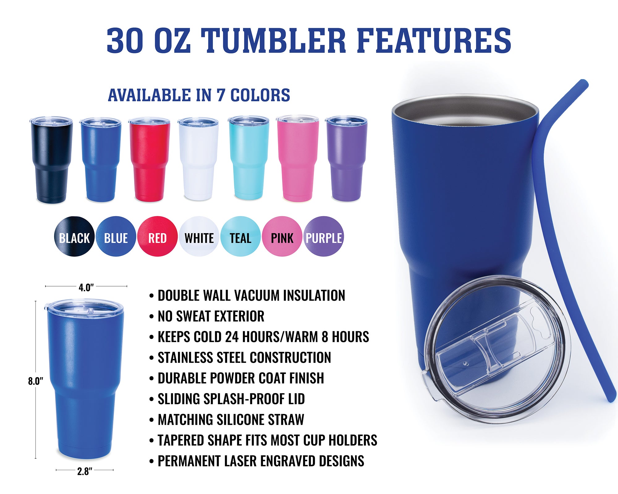 Custom Insulated Tumblers  Insulated Tumbler with Silicone Straw