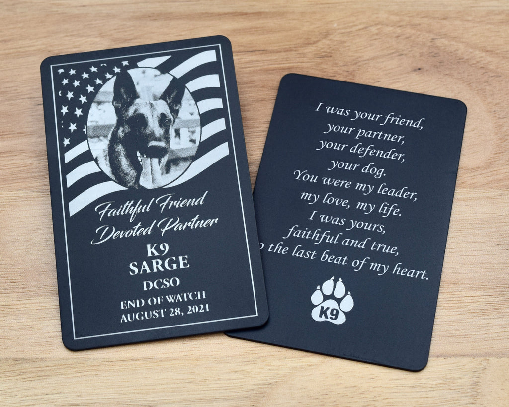 Custom K9 Memorial Wallet Card with Photo and Poem
