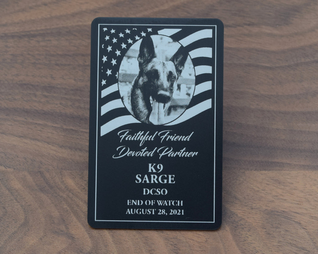 Custom K9 Memorial Wallet Card - Engraved with your photo