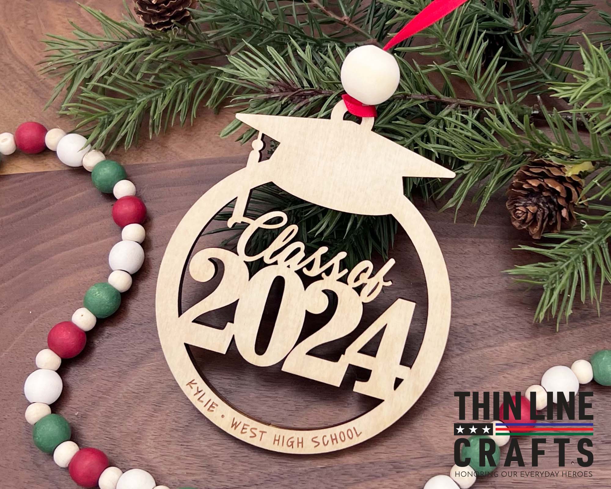 Class of 2024 Graduate Ornament, Personalized Grad Engraved, Graduate –  Thin Line Crafts