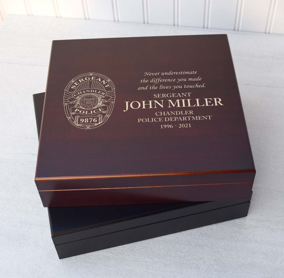 Custom Engraved Keepsake Box, Laser Engraved Humidor, Law Enforcement
